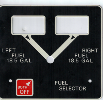 Placard - Fuel Selector - "18.5 gals"